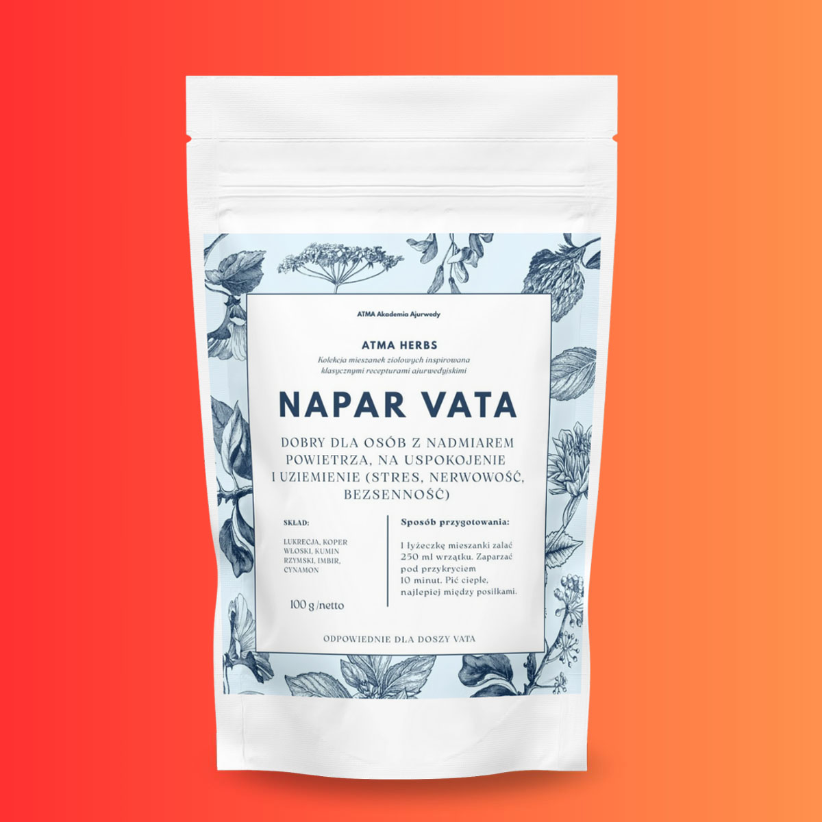 napar-vata-ziola-mieszanka-ajurwedyjska_opakowanie Vata Napar – ajurwedyjska mieszanka ziół na spokój i równowagę